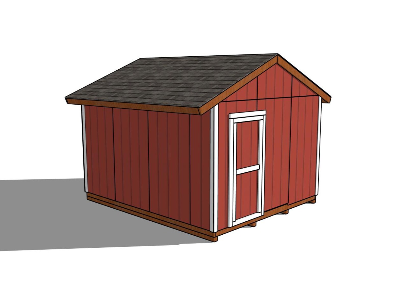 Rectangular Sherd 12x14 Gable Shed Plans – DIY Garden Rectangular Storage, Side Access ...