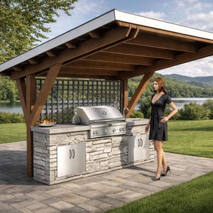 XL Cantilevered Pergola DIY Plans – Outdoor Kitchen Shelter (PDF Download)