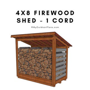 DIY 4x8 Firewood Shed Plans - Small Firewood Storage Shed Plans - PDF Download
