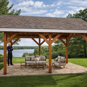 DIY 16x18 Gable Pavilion Plans - Backyard Gazebo Plans - PDF Download