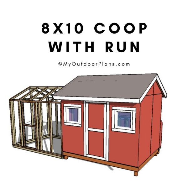 8x10 Chicken Coop Plans - Large Chicken coop with Pen - PDF Download