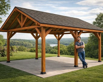 DIY 16x20 Backyard Pavilion Plans - Gable Gazebo Plans - PDF Download