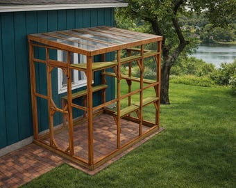 DIY 6x8 Lean-To Catio Plans – Attached Outdoor Cat Enclosure (PDF Download)