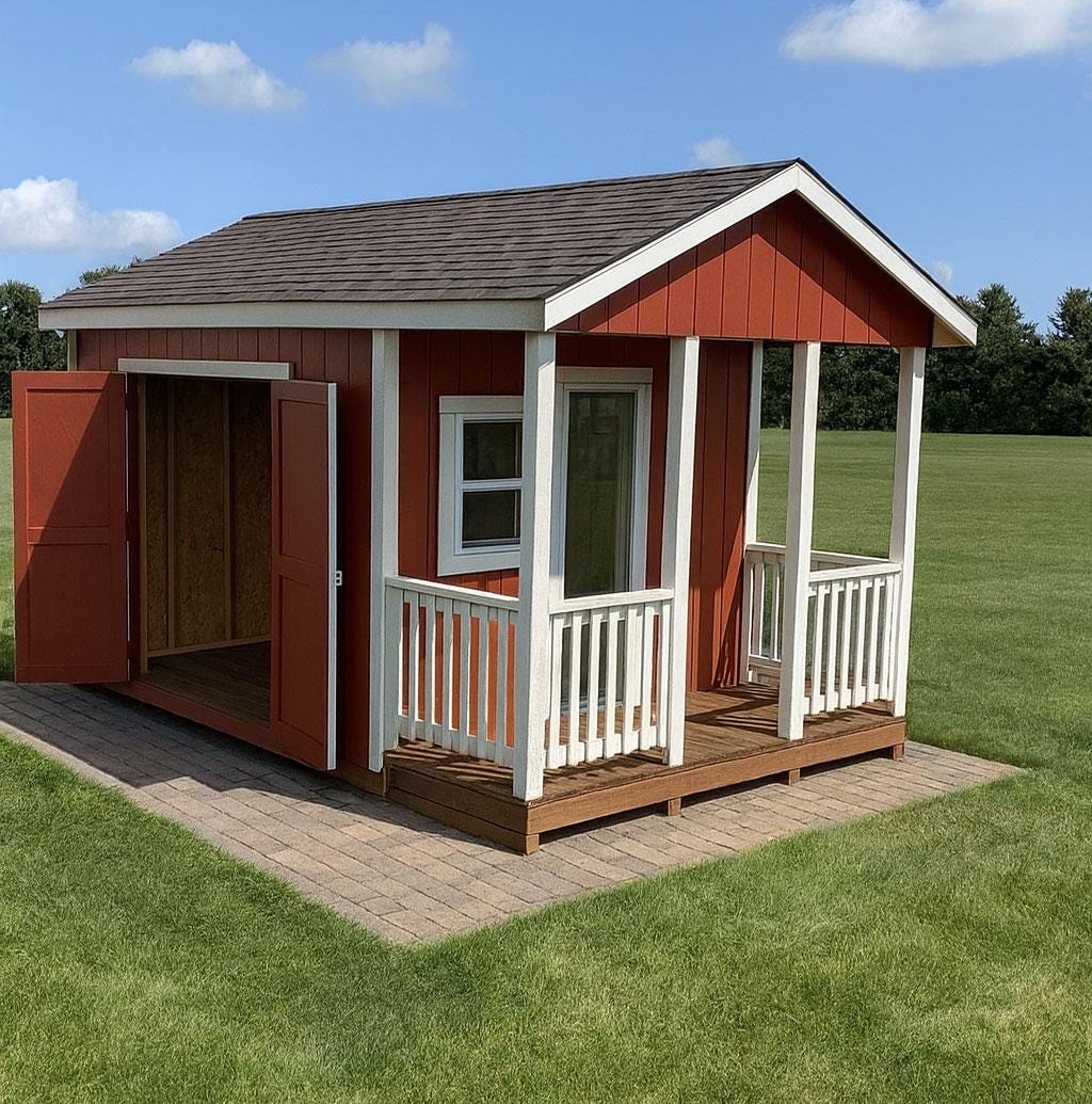 12x16 Shed Plans With Front Porch, Double Doors (printable PDF) - Etsy