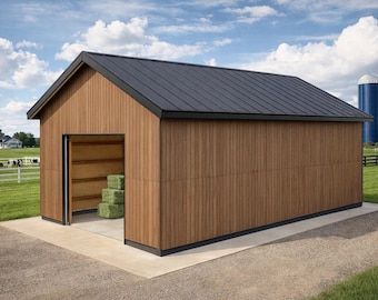 16x24 Gable Pole Barn Plans: DIY Equipment/Animal Shelter (PDF Download)