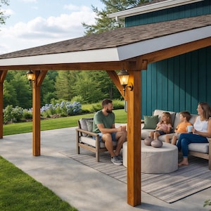 DIY 20x20 Lean to Patio Cover Plans - Attached Pavilion Plans - PDF Download