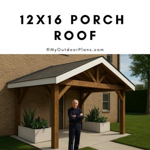 DIY Gable Porch Roof Plans – 12x16 Attached Pavilion (PDF Download)