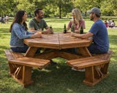 Octagonal Picnic Table DIY Plans – Outdoor Table with Benches (PDF Download)