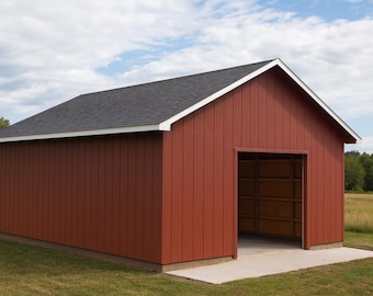 20x30 Gable Roof Pole Barn Plans: DIY Post Frame (PDF Download)