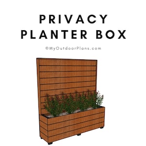 DIY Privacy Planter Box Plans - Wooden Garden Box with Back Screen Plans - PDF Download