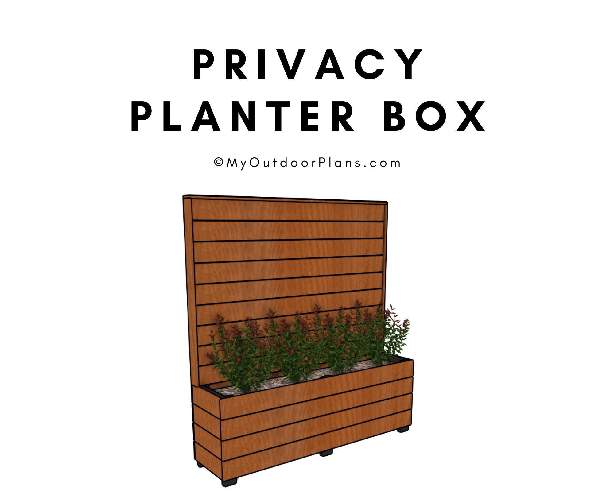 DIY Privacy Planter Box Plans - Wooden Garden Box with Back Screen Plans - PDF Download
