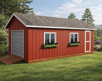 12x24 Gable Shed Plans - DIY Shed with Roll up Door - PDF Download