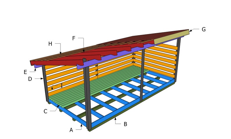 8x16 5 cord firewood shed plans etsy
