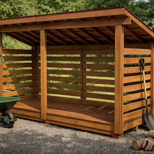 DIY 2-Cord Firewood Shed Plans – 4x12 Lean-To Roof (PDF Download)