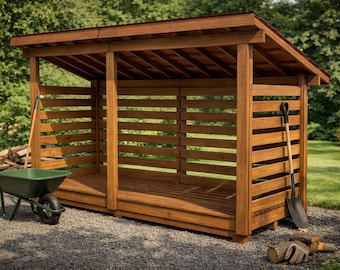 DIY 2-Cord Firewood Shed Plans – 4x12 Lean-To Roof (PDF Download)