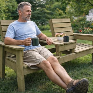 DIY Double Garden Chair Bench with Middle Table Plans - PDF Download