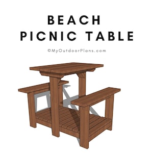 DIY Beach Picnic Table Plans - 2 Person Picnic Table with Separate Benches Plans - PDF Download