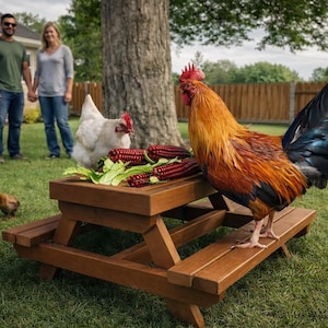 DIY Chicken Picnic Table Plans - Outdoor Chicken Feeder (PDF Download)