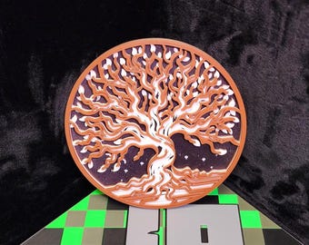 3D Printed Night Tree of Life Multi-Layer Mandala Wall Art.  Great Wall Art Work for the Home or Office. Physical item not a digital file.
