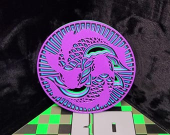 3D Printed Circle Fish Multi-Layer Mandala.  Physical item not a digital file.  Different colors can be requested.