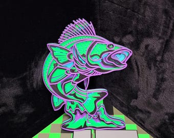 3D Printed Jumping Fish Multi-Layer Mandala.  Physical item not a digital file.  Different colors can be requested.