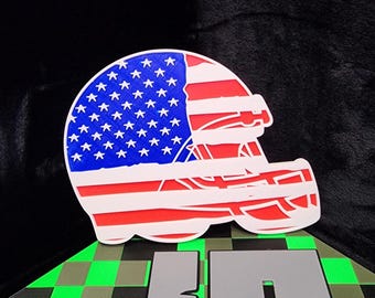 3D Printed American Flag Football Helmet Multi-Layer Mandala Wall Art.  Physical item not a digital file.