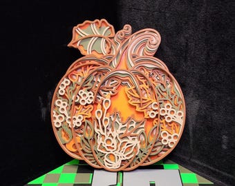 3D Printed Autumn Pumpkin Leaves multi-layer Wall Art Mandala. Great Wall Art for Halloween/Autumn Season. Physical item not a digital file.