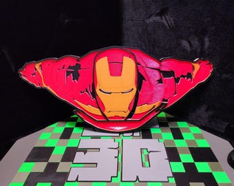 3D Printed Large Flying Metal Man Multi-Layer Mandala.  Physical item not a digital file.  Great Wall Art for Comic or Sci-Fi Fans.