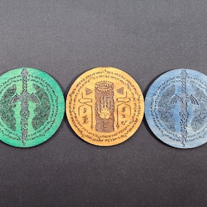 Coasters inspired by the art of Legends of Zelda Tears of the Kingdom and Breath of the Wild.