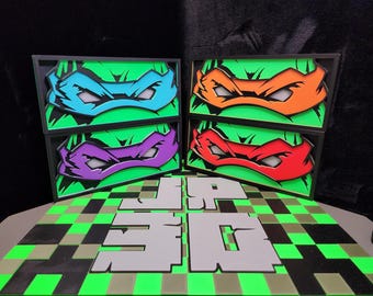 3D Printed Turtle Eyes Shadow Box Mandala.  Different color options. Great Wall Art for Comic Fans. Physical item not a digital file.