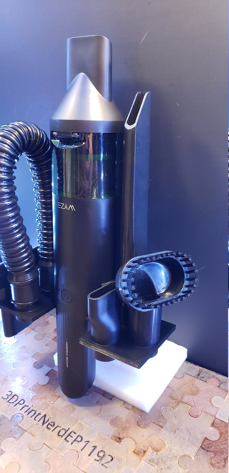 3D Printed WYZE Handheld Vacuum Wall Mount/Charging Station. Vacuum/Attachments/Cord/Charger Not Included. Hose on Side. image 5