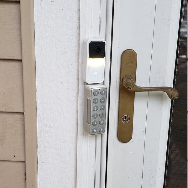 3D Printed WYZE Lock Angled Keypad Mount.  WYZE Lock Keypad and WYZE Doorbell not included