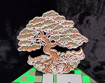 3D Printed Bonsai Tree Multi-Layer Mandala Wall Art.  Great Wall Art Work for the Home or Office. Physical item not a digital file.