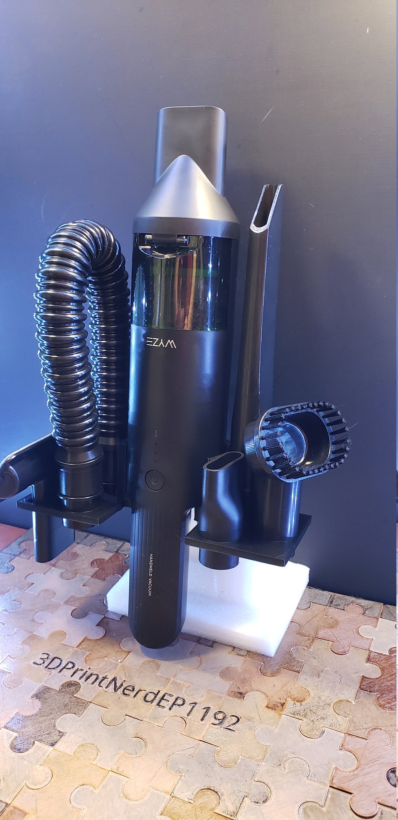 3D Printed WYZE Handheld Vacuum Wall Mount/Charging Station. Vacuum/Attachments/Cord/Charger Not Included. Hose on Side. image 2