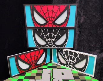 3D Printed Spider Hero Eyes Shadow Box Mandala.  Glow in the Dark options. Great Wall Art for Comic Fans. Physical item not a digital file.