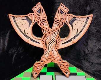 3D Printed Viking Crossed Axes Mandala Wall Art.  Physical Item not a digital file.