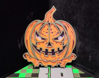 3D Printed Smiling Pumpkin Leaves Multi-layer Wall Art Mandala. Great Wall Art for Halloween/Autumn Season Physical item not a digital file.