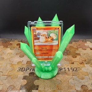 3D Printed Crystal Stand for displaying Trading Cards in Magnetic Card Holder.  Card and Magnetic Card Holder not included.