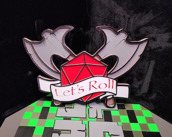 3D Printed Let's Roll Dungeons and Dragons Dice Mandala Sign.  Great addition to any D&D Gaming Room.  Physical item not a digital file.