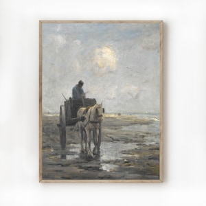 Pferd und Wagen am Strand/Digitale Kunst/Fine Art/Wand Dekoration/Klassische Kunst/Druckbare Kunst