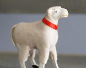 White Sheep with red collar Nativity sheep Shabby Chic Decoration