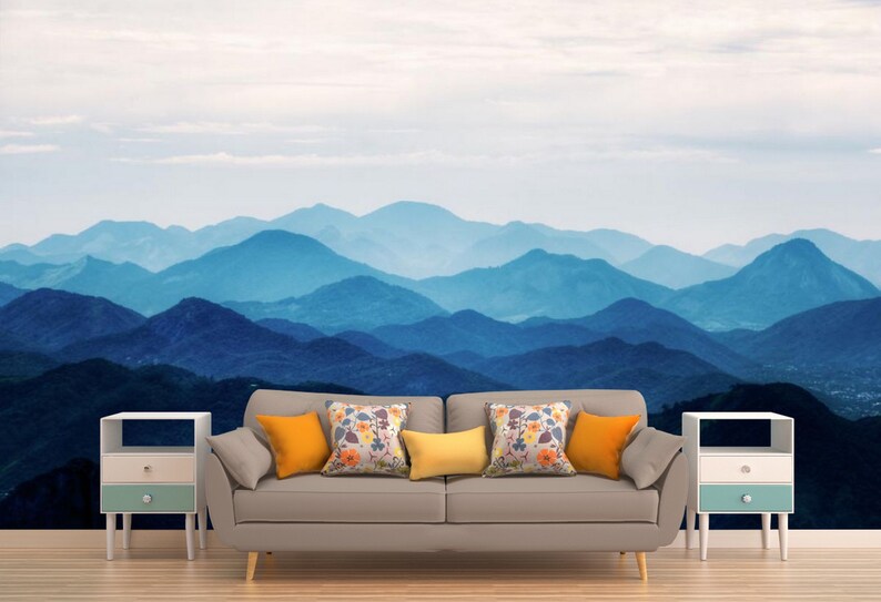 Blue Mountains Peel and Stick Wallpaper Floral Removable Etsy