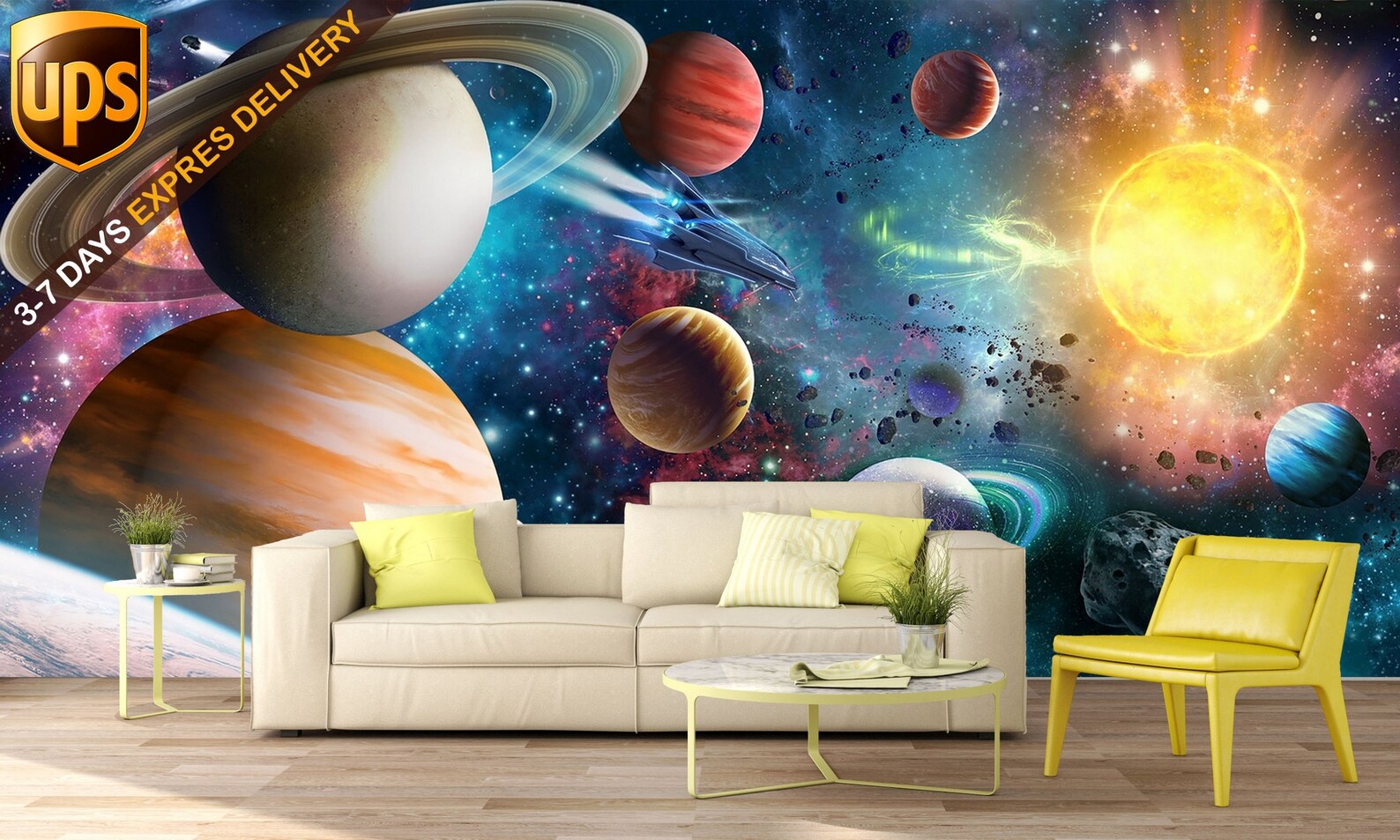 Galaxy Print Wall Mural Space Removable Decal Game Room Etsy