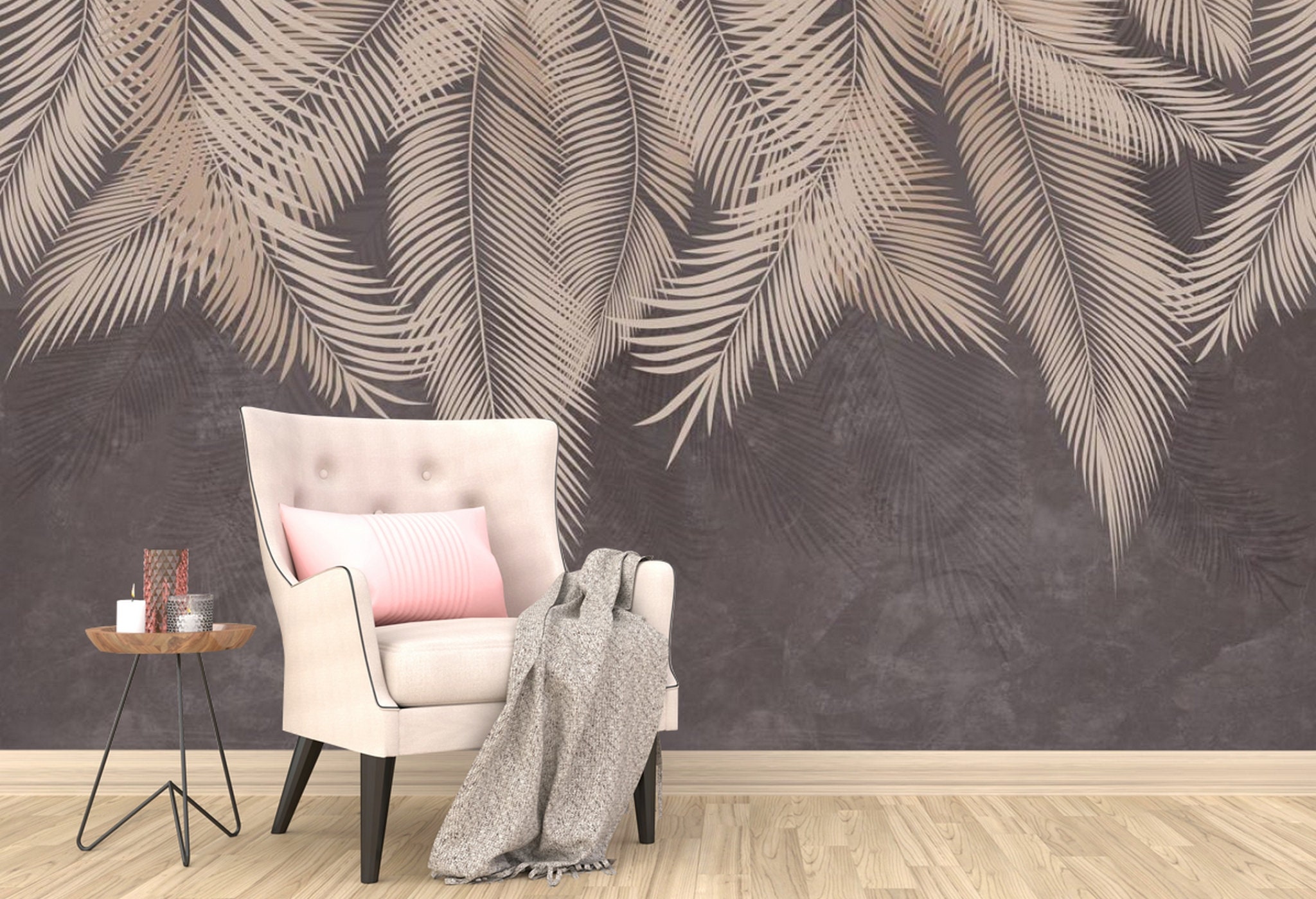 Brown leaves Peel and Stick wallpaper Floral Removable Etsy