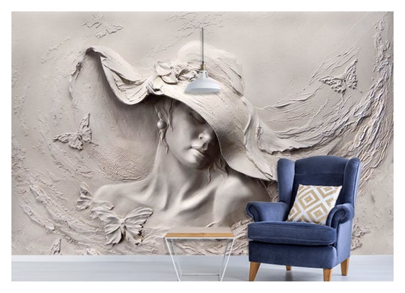 3D Girl in Hat and Butterflies Removable Wallpaper Peel and - Etsy Australia 3D Girl in Hat and Butterflies Removable Wallpaper Peel and - Etsy Australia