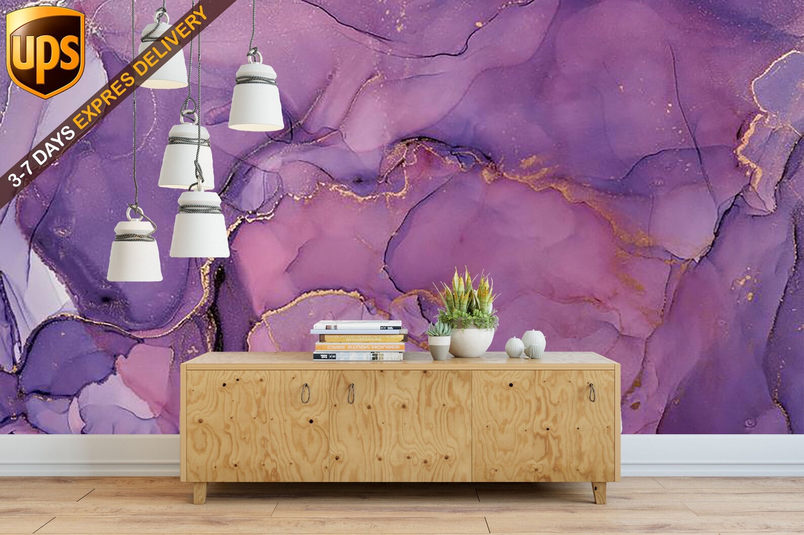 Purple Marble Removable Wallpaper Marble Wall Poster Decor Etsy
