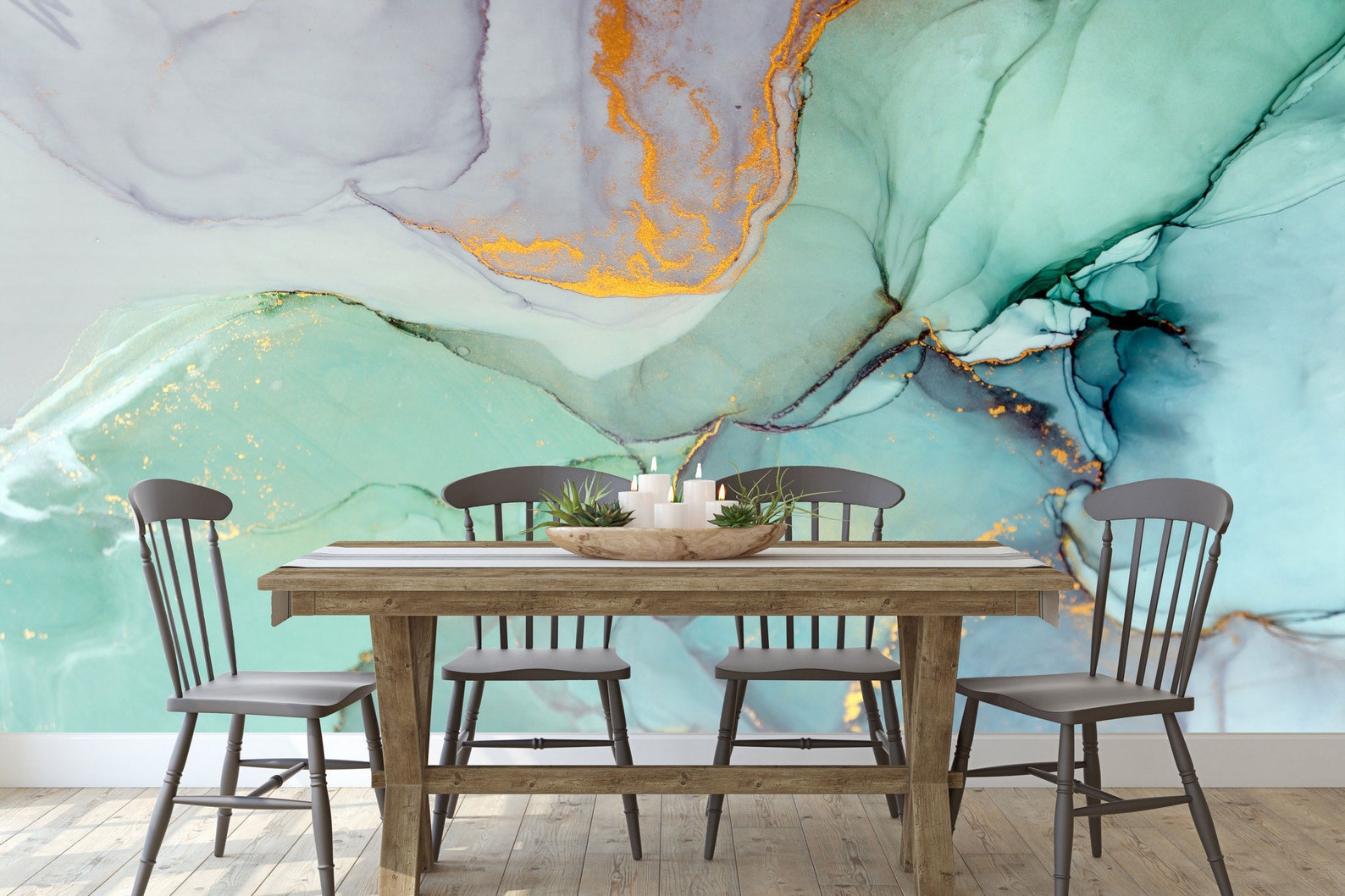 Aqua Marble Removable Wallpaper Marble Wall Poster Decor Etsy