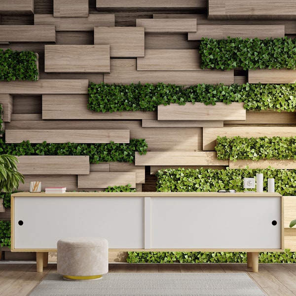 Wallpaper 3d Wood - Etsy