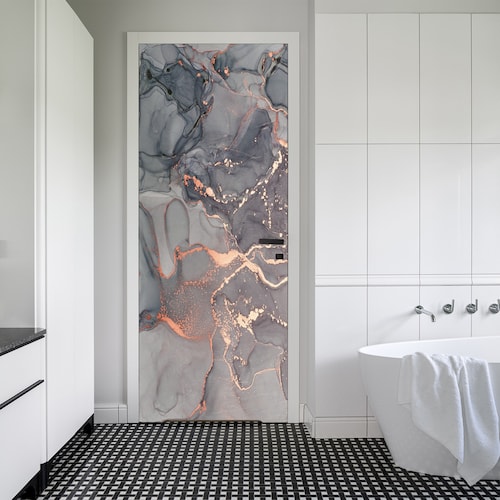 Metal Door Decal Peel and Stick Vinyl Door Sticker Etsy