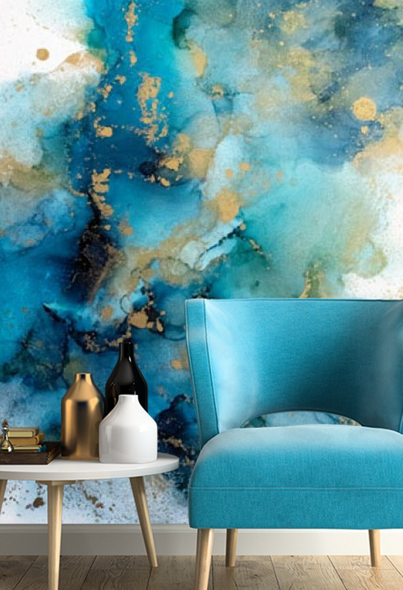 Fluid with gold removable wallpaper marble Wall Poster Etsy